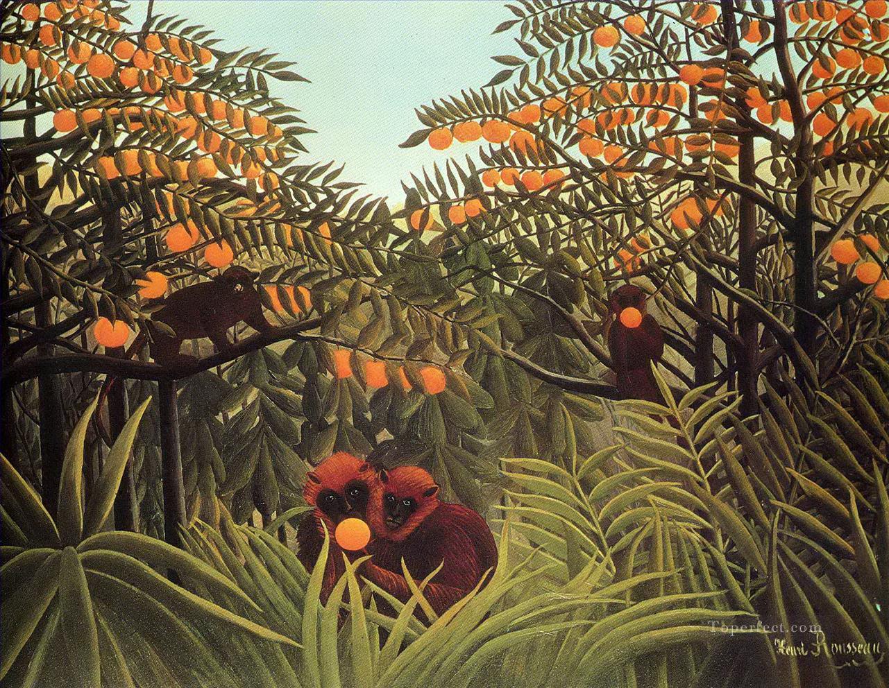 apes in the orange grove Henri Rousseau Post Impressionism Naive Primitivism Oil Paintings